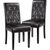 Yaheetech 2 Sedie Sala da Pranzo Moderne Ecopelle Imbottite con Schienale Alto Gambe in Legno Massello Eleganti Classiche Soggiorno Marrone Scuro Portata 135 kg Seduta Spessa Morbida