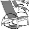 TecTake®, lettino prendisole 2in1, funzione sedia dondolo, schienale regolabile 4 posizioni, struttura in alluminio, superficie traspirante, sdraio da giardino, sedia a sdraio, pieghevole - Antracite