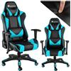 TecTake® Poltrona da Ufficio Ergonomica, Sedia Gaming con Braccioli Imbottiti, Doppie Rotelle Resistenti, Struttura Robusta, Regolabile, Portata fino a 120 kg - Nero/Azzurro