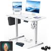 KESSER® Scrivania elettrica regolabile in altezza, Scrivania ergonomica per postura eretta, Controllo di memoria a 3 funzioni, incl. Ruote a 360° e Porta di ricarica USB, 100x60 cm - Bianco
