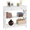 Yaheetech Tavolo da Console con Ripiani e Cassetti, Tavolino Vintage, Mobile Ausiliario in Legno, per Soggiorno, Ingresso, Corridoio, Bianco, 80 x 30 x 80 cm
