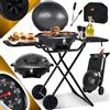 KESSER® Barbecue elettrico da tavolo 2 in 1, con coperchio, max. 2400 Watt, pieghevole, termostato, rivestimento antiaderente, 2 ruote, con copertura e pinza