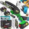 MASKO® Mini motosega con batteria da 8000 mAh | motosega elettrica con 2 batterie da 4000 mAh, potatura da potatura, motosega da 800 W, 8 Pollici - Nero/Verde