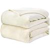 WAVVE Coperta Plaid Divano Pile di Flanella 260gsm - 130x150 cm, Bianco Beige - Coperta Letto Singolo 150x130, Copridivano Caldo e Morbido