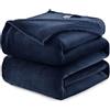 WAVVE Coperta Plaid Pile di Flanella 260gsm - 150x200 cm, Blu Navy - Coperta Pelosa 200x150 - Divano/Letto Singolo/Matrimoniale, Copridivano di Microfibra Calda e Morbida