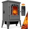 KESSER® Camino elettrico con termoventilatore da 2000W - caminetto elettrico - riscaldamento - effetto fuoco a LED - stufa effetto fiamma - termocamino silenzioso e regolabile (grigio)