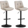 VASAGLE Set di 2 Sgabelli da Bar, Sedie da Bar Girevoli Regolabili in Altezza, Flanella, Sedie da Cucina con Schienale e Poggiapiedi, Sala da Pranzo, Bancone, Acciaio, Bianco Crema LJB195W02