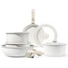 GiPP Set Pentole Induzione 3/5/11 Pezzi,Batteria Pentole Antiaderente con Manico Rimovibile,Lavastoviglie/Forno,Senza PFOA (White, 11PCS)