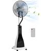 HOMCOM Ventilatore Nebulizzatore con Serbatoio 3L, Timer, 3 Modalità e 3 Velocità, Ventilatore a Piantana in Metallo e ABS, 44.5x38.5x120 cm, Bianco e Nero