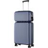 R.Leone Valigia Ryanair 55x40x20 cm + 40x20x25 cm Set 2 Pezzi Trolley Bagaglio a mano 4 Ruote e Beauty Case in ABS 999 (Blu, Valigia 55x40x20 cm + Borsa 40x20x25 cm)