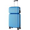 R.Leone Valigia Ryanair 55x40x20 cm + 40x20x25 cm Set 2 Pezzi Trolley Bagaglio a mano 4 Ruote e Beauty Case in ABS 999 (Azzurro, Valigia 55x40x20 cm + Borsa 40x20x25 cm)