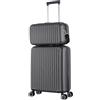 R.Leone Valigia Ryanair 55x40x20 cm + 40x20x25 cm Set 2 Pezzi Trolley Bagaglio a mano 4 Ruote e Beauty Case in ABS 999 (Grigio, Valigia 55x40x20 cm + Borsa 40x20x25 cm)