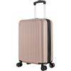R.Leone Valigia 55x35x25 cm Trolley Bagaglio a mano 4 Ruote in ABS Air Asia, Air France, ita airways e KLM 318 (Rose Gold, Valigia 55x35x25 cm)