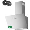 CIARRA CBCS6762A Cappa Aspirante Inclinata 60 cm Classe A+++ - 650 m³/h - Cappa da Cucina 3 Velocità con Filtri Carbone Inclusi - Ricircolo o Scarico - Acciaio Inox