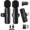 VOVIGGOL Microfono Lavalier Wireless per iPhone iPad Androide e PC, 2,4 GHz No Bluetooth Microfono Smartphone Microfono Telefono Mini Mic Senza Fili per Registrazione video TikTok YouTube Facebook