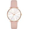 BUREI Orologi da polso da donna, alla moda, minimalista, analogico, al quarzo, in pelle, impermeabile, orologi da donna, Argento-Oro rosa-Cinturino rosa