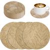 Czkonore Sottobicchieri Set da 12, Sottobicchieri Floreali 10cm Sottobicchieri in Pelle Ecopelle Portabicchieri Impermeabili Antiscivolo Lavabili Effetto Pelle (Albicocca)
