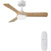 AUTODAY Legno Ventilatore da soffitto con luce 30W motore DC ultra silenzioso diametro 90cm con 3 pale reversibili Telecomando con funzione di memoria 6 velocità dimmerabile ventilatore soffitto