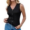 GRACE KARIN Gilet da donna senza maniche lavorato a maglia, maglione top con bottoni a V cardigan a costine leggero pullover top per lavoro ufficio abbigliamento casual, Nero , XL
