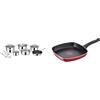 Lagostina Evelia Set di Pentole Induzione, Gas e Forno in Acciaio Inox 18/10, 13 Pezzi & Grill Antiaderente in Alluminio 26x26 cm, Induzione, Gas e Forno