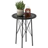 Outsunny Tavolino da Giardino Ø40 cm con Intagli a Fiori e Foglie, Tavolo Rotondo da Esterno e Interno con Piedini Regolabili, Tavolino da Caffè e Portapiante, in Acciaio, Nero