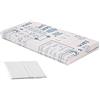 EVERGREENWEB MATERASSI & BEDS EVERGREENWEB Materasso Lettino o Culla per Bambini 64x124 cm alto 12cm + Cuscino ANTISOFFOCO su misura GRATIS con Fodera in Cotone Naturale, Rivestimento Sfoderabile Blu Anallergico Lavabile