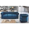 Vente-unique-Divano CHESTERFIELD 3 posti e poltrona in velluto Verde petrolio