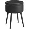 VASAGLE EKHO Collezione - Sgabello, Pouf Contenitore, Rivestimento in PU con Cuciture, Moderno di Metà Secolo, Poggiapiedi Rotondo con Gambe in Acciaio, Portata di 150 kg, Nero Inchiostro LOM005B01