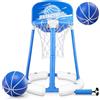 Charmofun Canestro da Basket per Piscina, Pallacanestro Galleggiante in Acqua, Pool Basketball Hoop con 2 Palloni da Piscina e Pompa, Piscina Acqua Giocattolo per Bambini e Adulti, Interni Esterni