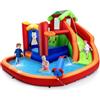 COSTWAY Castello Gonfiabile per Bambini, Con Scivolo, Trampolino, Piscina e Canestro da Basket, per 3 Bambini di 3-10 Anni, Con Borsa di Trasporto e Kit di Riparazione, 370 x 300 x 190 cm (Modello 1)