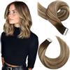 Moresoo Extension Capelli Veri Biadesivo Balayage Marrone Scuro a Marrone Medio con Biondo Candeggino Extension Biadesive Capelli Veri Invisabili 30 cm 30g 20pcs #4/6/613