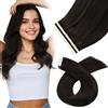 Moresoo 35 cm Extension Capelli Veri Biadesivo Castano Scuro Invisibili Remy Lisci Extension Biadesive Castano 10 Pezzi 20g #2