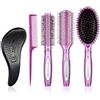 Halinuia Set Pettini e Spazzole per Capelli, Spazzola Districante Spazzola Rotonda Piatta, Pettine Denti Stretti, Kit Spazzole Professionali Parrucchiere per Capelli Ricci Lunghi Folti Fini