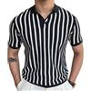 TOSHIKII Polo da Golf da Uomo a Righe Verticali Moda Uomo Pullover, Polo da Uomo a Righe con Risvolto, Blu