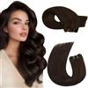 Moresoo Extension Capelli Veri Tessitura Marrone Cioccolato Remy Matassa Capelli Veri Tessitura Extension Tessitura Capelli Veri Marrone Scuro 60 cm/24 Pollice #4 100g