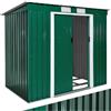 tectake® Casetta da Giardino in Lamiera, Box con Tetto Inclinato, Box da Giardino per Esterno con Porta Scorrevole, Lamiera in Acciaio, Fondamenta in Metallo - Verde/Bianco
