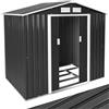 tectake® Casetta da Giardino in Lamiera, Box con Tetto a Doppia Falda, Box da Giardino per Esterno con Porta Scorrevole, Lamiera in Acciaio, Fodamenta in Metallo - Grigio/Bianco