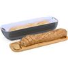 BAKAJI Portapane Con Coperchio Tagliere Vassoio in legno Porta Pane/Baguette in Plastica dura Contenitore Salvafreschezza Dimensione 40 x 12,5 x 8 cm Accessori Cucina