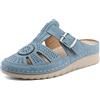 JOMIX Ciabatte Donna Estive Comodi Sandali Anziani con Zeppa Pantofole Ergonomiche Plantare Imbottito Morbido Scarpe Aperte da Casa per Signora Traforata Traspirante WOX250650 Nero 39