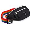 ANKERFREUND Marsupio con cintura arcobaleno per uomo donna unisex impermeabile marsupio grande borsa a tracolla per festival club outdoor sport escursionismo fitness bicicletta Pride, Nero , taglia