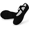 Soudittur Scarpe Danza Classica Tela Scarpette Ballo Mezze Punte Scarpe da Ballerina Ginnastica Ballo Pantofole per Bambina Ragazze Donna Nero, EU 43