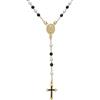 Bling Jewelry Delicato E Raffinato Rosario con Perle Nere E Bianche Simulanti E Medaglione della Vergine Maria con Croce per Donne Adolescenti Placcato in Oro 18K