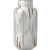 Mikasa Vaso in ceramica bianco e beige con foglie goffrate, 13 x 13 x 27 cm