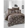 Nuit Des Rêves Luxurious Satin Single XL - Set di copertine trapuntate, 155 x 200 cm, 100% cotone, lavabile in lavatrice, marrone/bianco/giallo, morbido ed elegante per Cozy Sleep, Twin