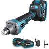 Yofidra Smerigliatrice Dritta a Batteria con 2 Batterie da 3,0 Ah e Caricabatterie, Smerigliatrice Elettrica Brushless a 4 Velocità, Mandrino da 0,6-6 mm, per Intagliare, Smerigliare, Lucidare