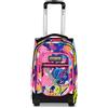 Mitama Trolley Scuola DR Junior MUSIC STICKER, Rosa, Con Mega Scomparto e Doppia Maniglia, Scuola Elementare e Media, Trolley Tempo Libero, Bambina e Ragazza