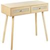 Beliani Tavolino consolle in Legno Chiaro con Due cassetti in Rattan