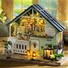 CUTEROOM Casa delle bambole in miniatura fai da te in legno, kit creativo in miniatura per adulti e bambini, perfetto come decorazione per la casa (studio di piante verdi)