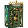 CUTEBEE Kit Booknook - Casa delle Bambole in Miniatura Fai da Te, Puzzle 3D in Legno con Luce LED, Libreria Decorativa con Copertura Antipolvere, PortaLibri, Regalo per Adulti (The Darkness Herbarium)