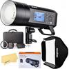 Godox AD400Pro Flash Stroboscopico per Esterni con Softbox Godox 80x80cm/32x32,1/8000s HSS TTL 400W Flash Portatile Monoluce per Canon Sony Nikon Fujifilm Olympus Panasonic,Riciclabile 0.01-1s